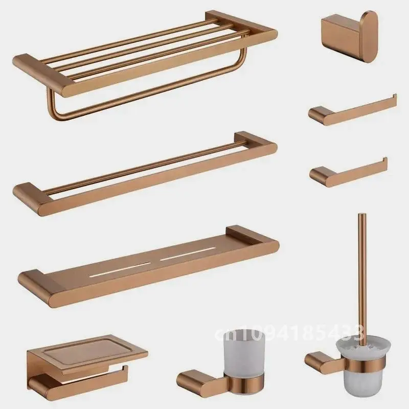 Brushed Rose Gold Solid 304 Stainless Steel Bathroom Hardware Set Towel Shelf Paper Holder Hook Towel Bar Bathroom Accessories