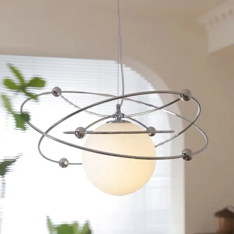 

Restaurant pendant light designer bedroom minimalist personality vintage cream glass lamp