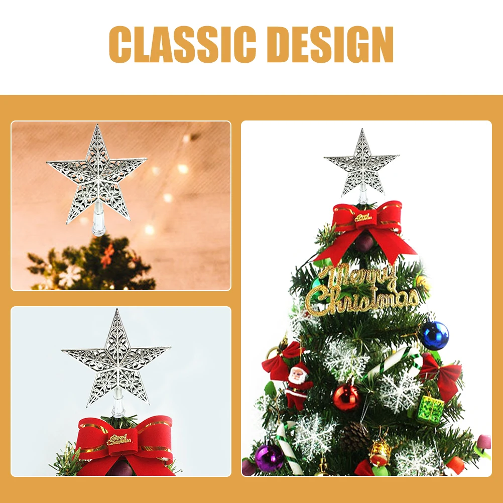 

Christmas Tree Star Top Silvery Blue Hollow Glitter Ornament Xmas Hanging Decoration for Indoor Outdoor