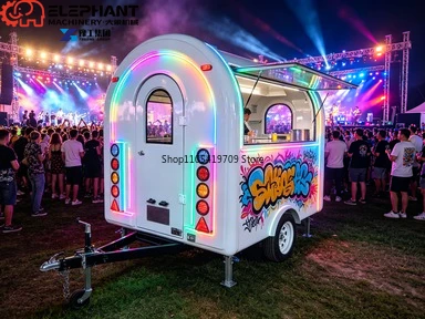 Modern Curved Round Food Trailer Commercial Snack Bar Mobile Catering Truck