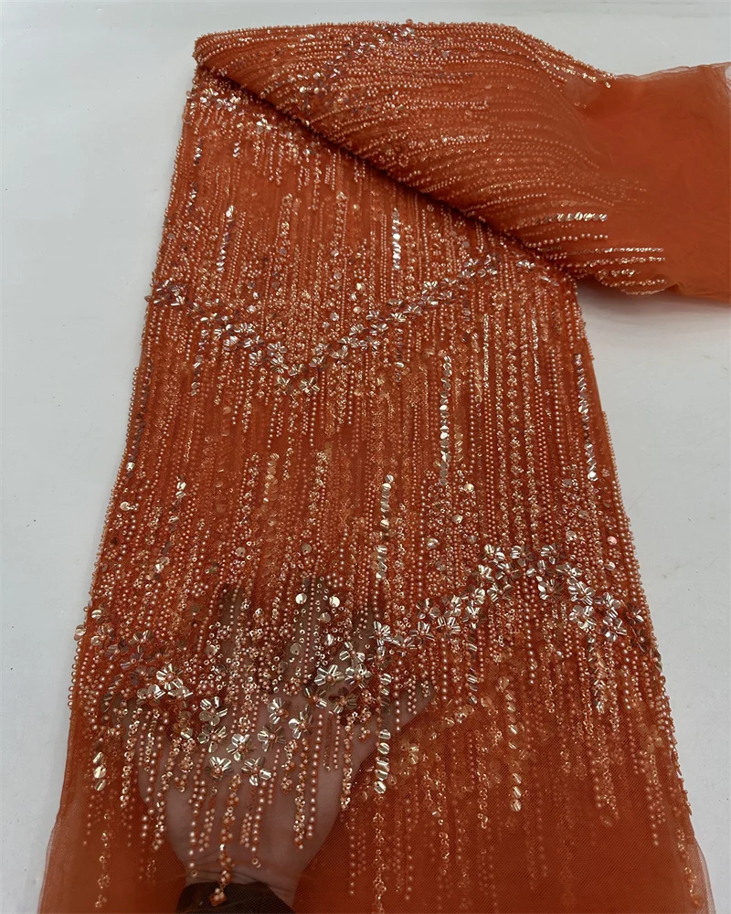 Tecido de renda francês luxuoso de alta qualidade 2025 mais recente tecido de renda de lantejoulas africanas para costura de vestido de casamento