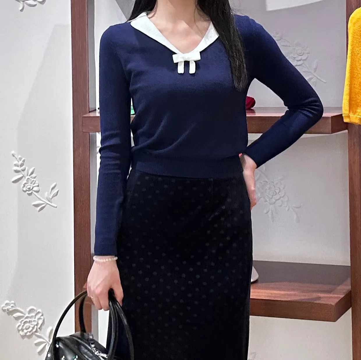 

Women's Knitted Long Sve Small Collar Base irt Commute Faion Slim Fit Sli College Sle Knitwear Winter Season