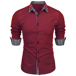 2024 Fashion Men's Autumn/Winter Casual Shirt Plaid Matching Business Slim long-Sleeved Shirt