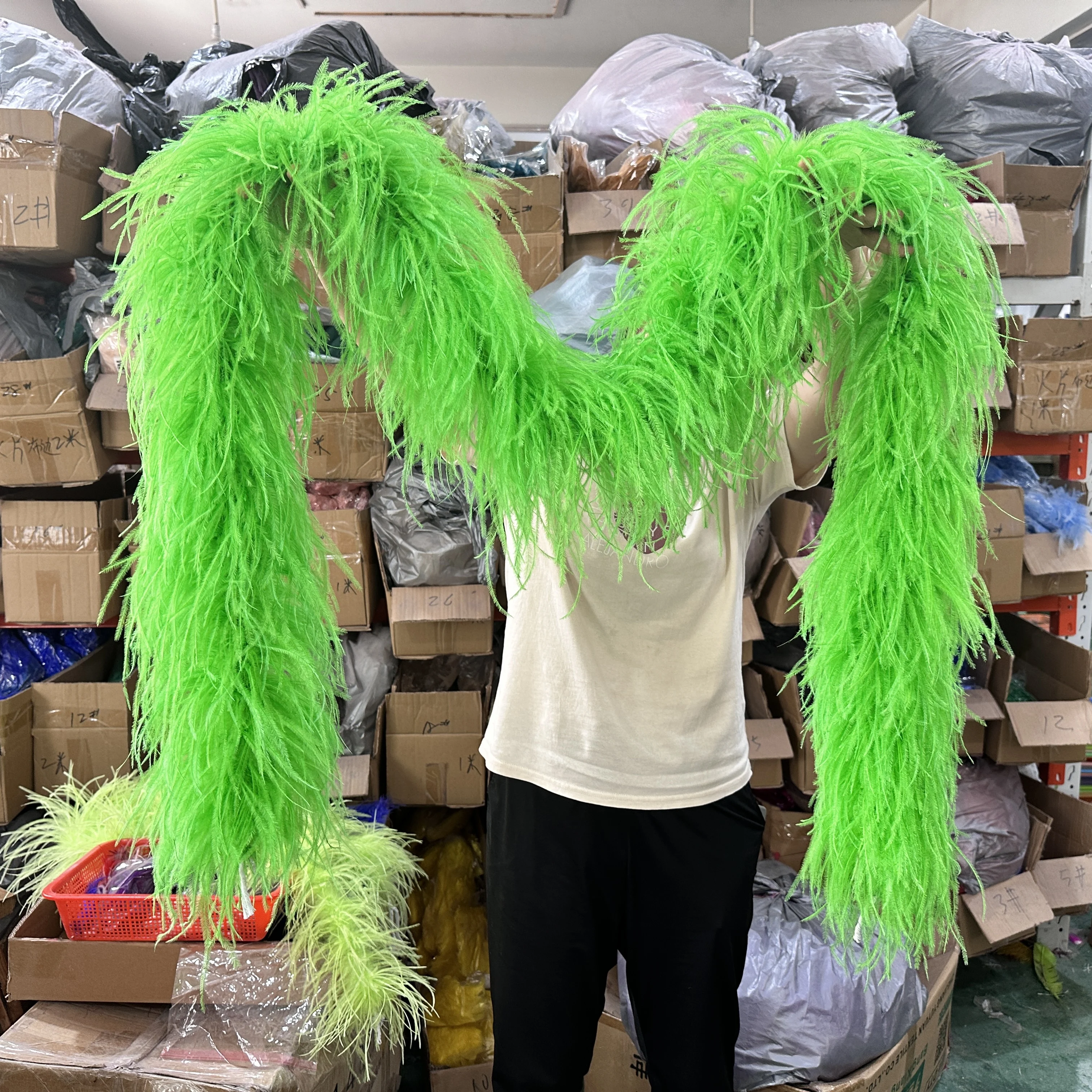 

Customzied Ostrich Feather Boa 6 10Ply Apple Green Feathers Trims Scarf for Wedding Party Dress Sewing Decoration Plumes Crafts