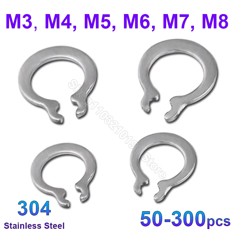 

50-500Pc 3 4 5 6 8mm GB894 DIN471 304Stainless Steel C-type External Circlip Shaft Retaining Ring Snap CirClip Gourd Type Washer