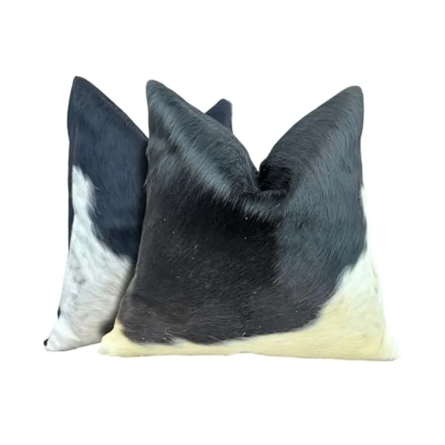 

Pack of 2 Set Real Cowhide Genuine Leather Cushion Covers Throw Pillow for Farmhouse Decorations Chair Sofa Living Room Bedroom