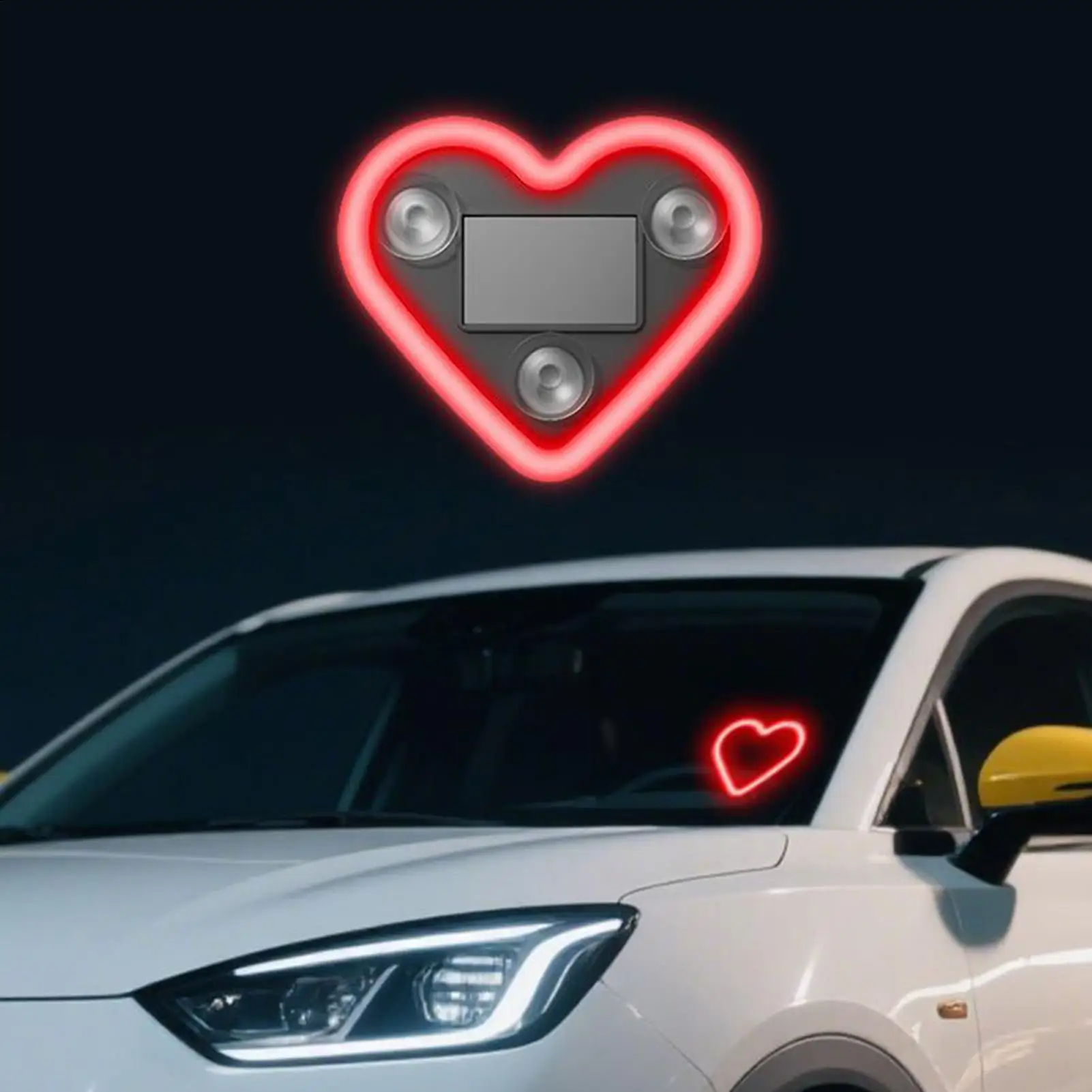 

Car Rear Windshield Heart Solar Atmosphere Light Auto Triangular Window Love Light USB Glowing Heart Ambient Mood Decor Light