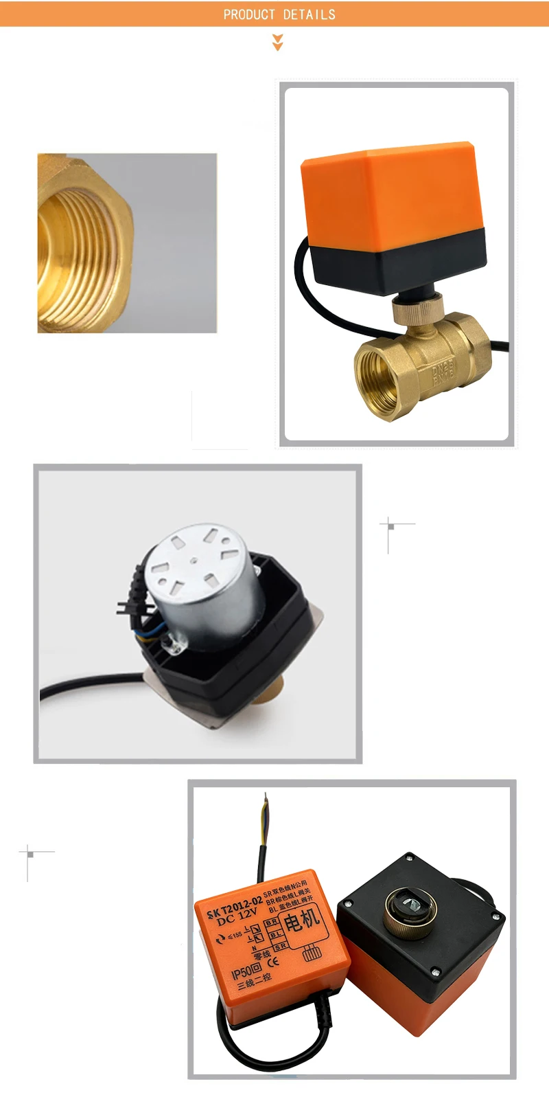 1/2" 3/4" 1" 2" motorisierter Kugelhahn 3-Draht 2 Steuerung Messing elektrischer Kugelhahn für Wasser/Öl/Flüssigkeit 220V 12V 24V – Detail 9