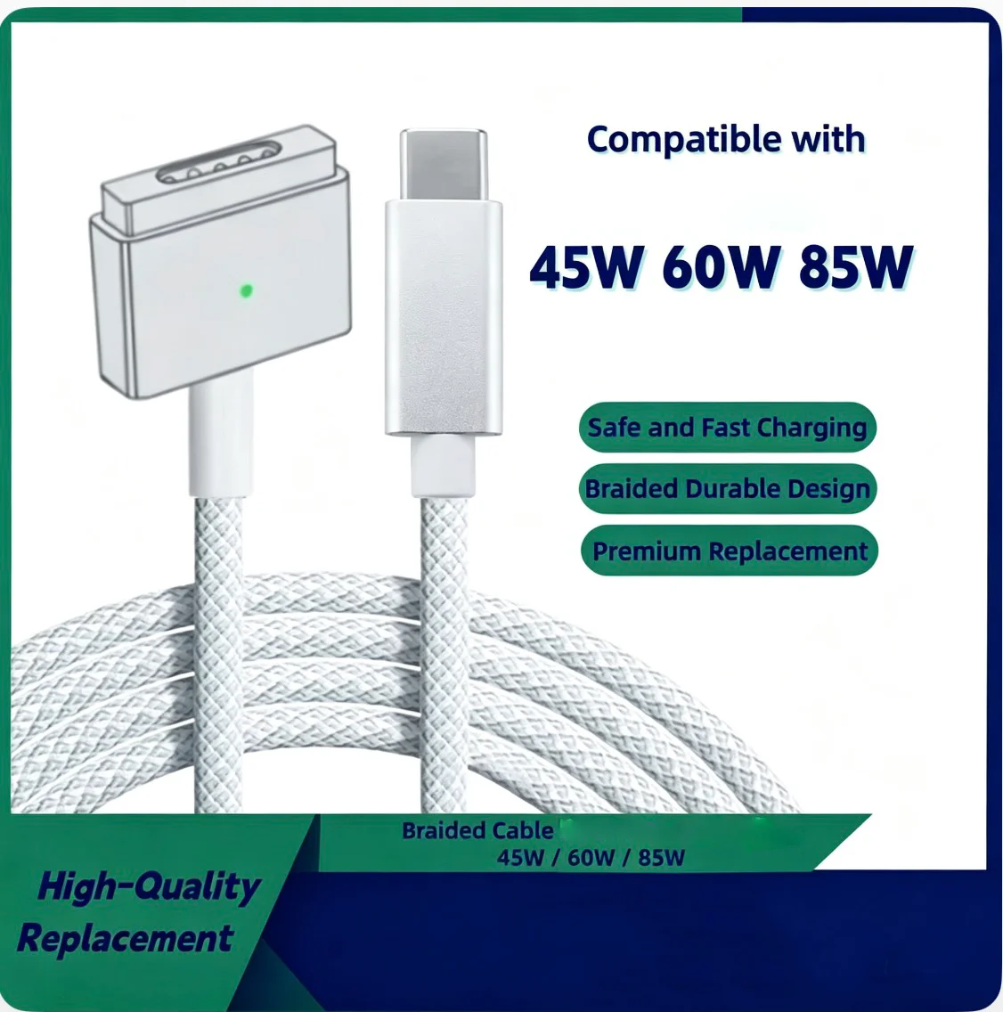 USB Type-C to T-Tip Magnetic Fast Charging Cable, 2nd Gen – Compatible with Classic Notebooks