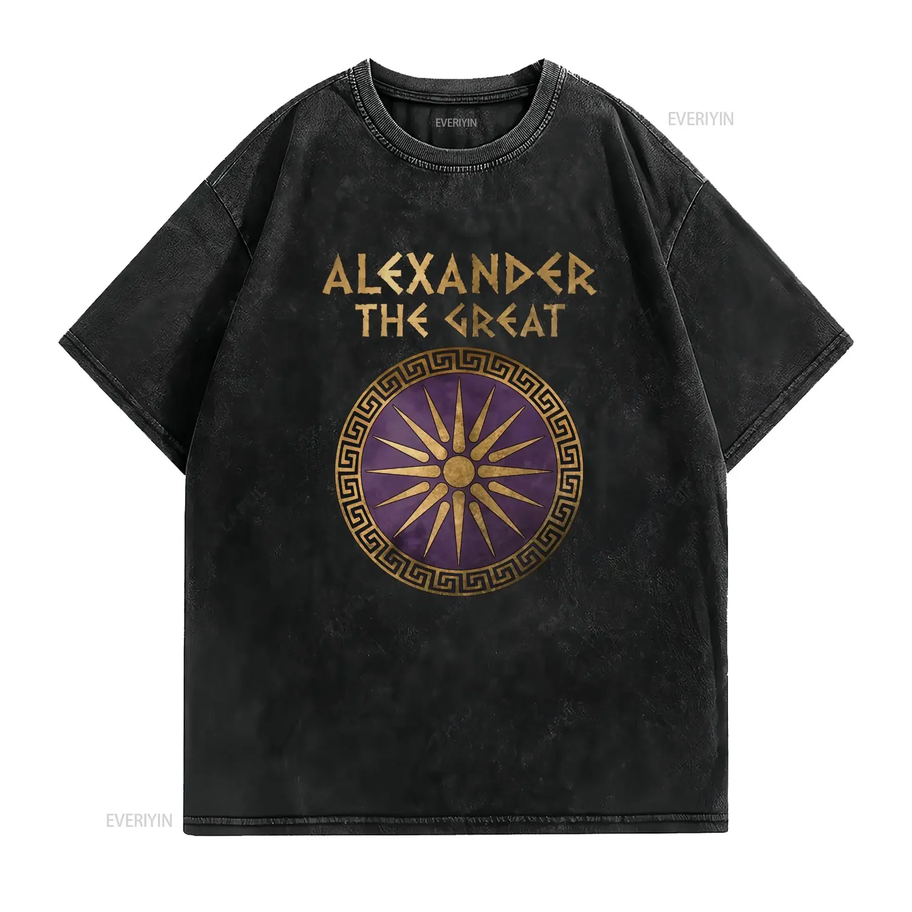 Alexander the Great Ancient Makedon Phalangite Shield T Shirt vintage Washed homme designer clothes streetwear Slightly fashion
