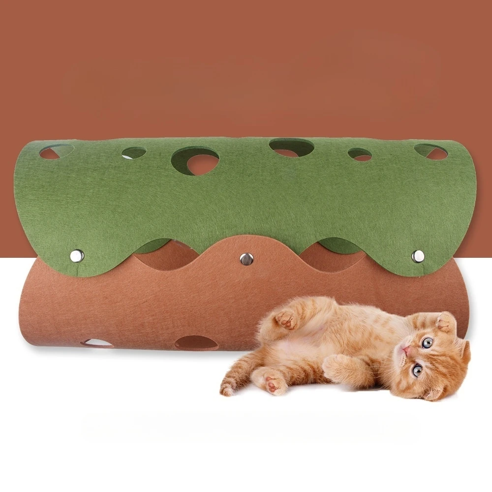 Felt tunnel cat dog toy detachable cold pad circular hollow combination pet nest