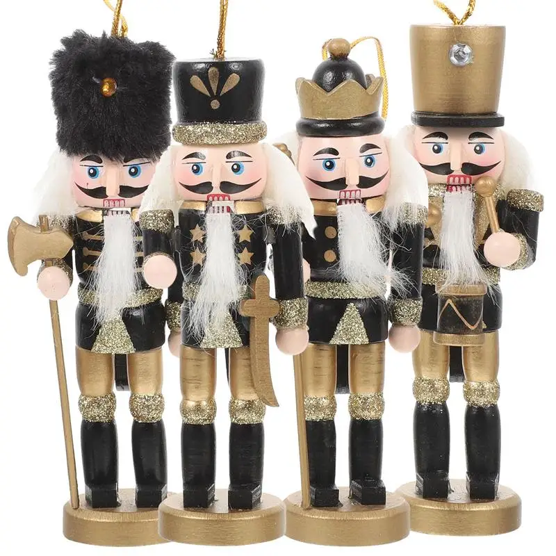 

4pcs Wooden Nutcracker Adornments Christmas Home Decorations Christmas Gifts