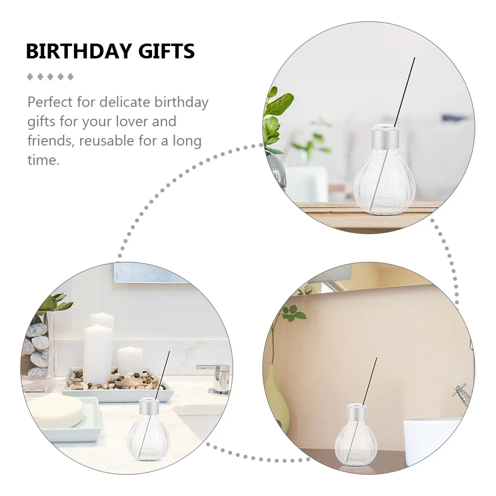 

2Pcs Empty Glass Aroma Diffuser Bottles Wide Mouth Holder Perfume Diffuser for Desktop Decoration Small Plant Vase