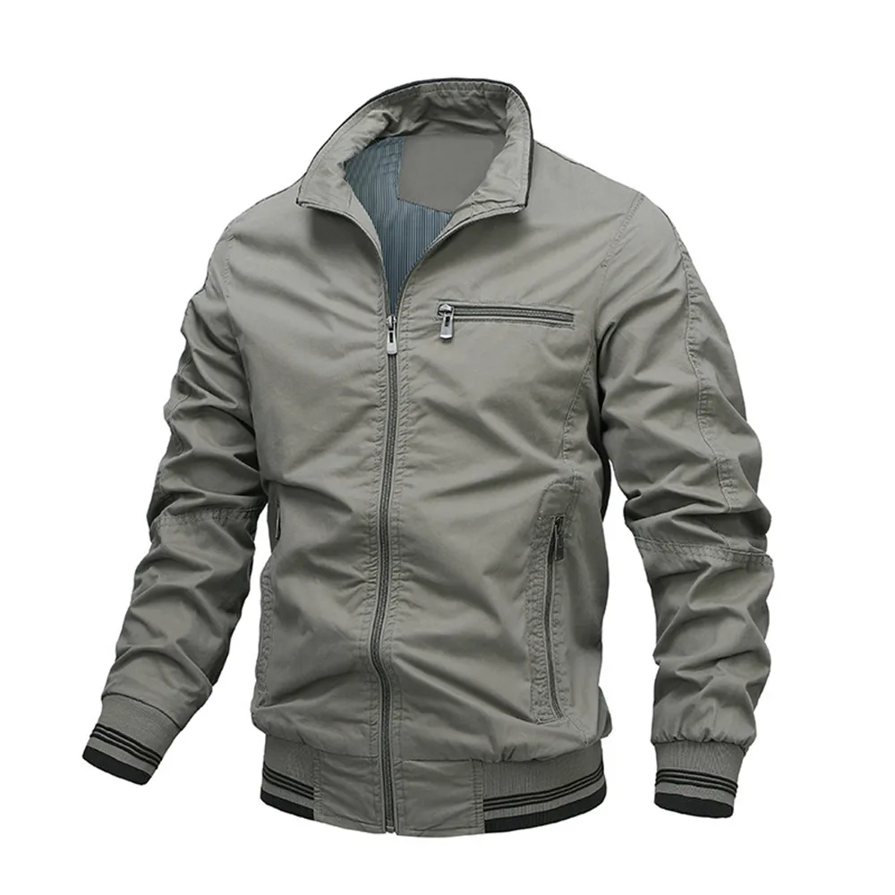 Chaqueta informal con cremallera para hombre, abrigo ajustado de marca, talla grande, primavera y otoño, novedad