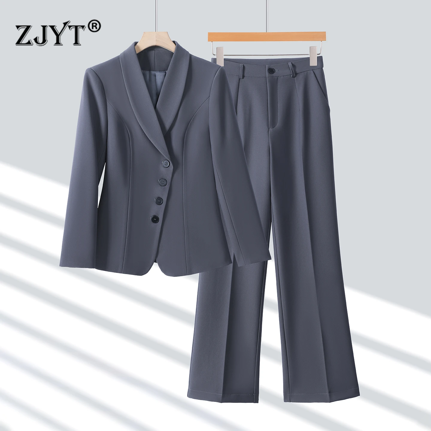 

ZJYT New 2026 Spring Blazer and Pants Two Piece Set Elegant Chic Woman Trousers Suit Ladies Office Formal Outfits Korean Fashion