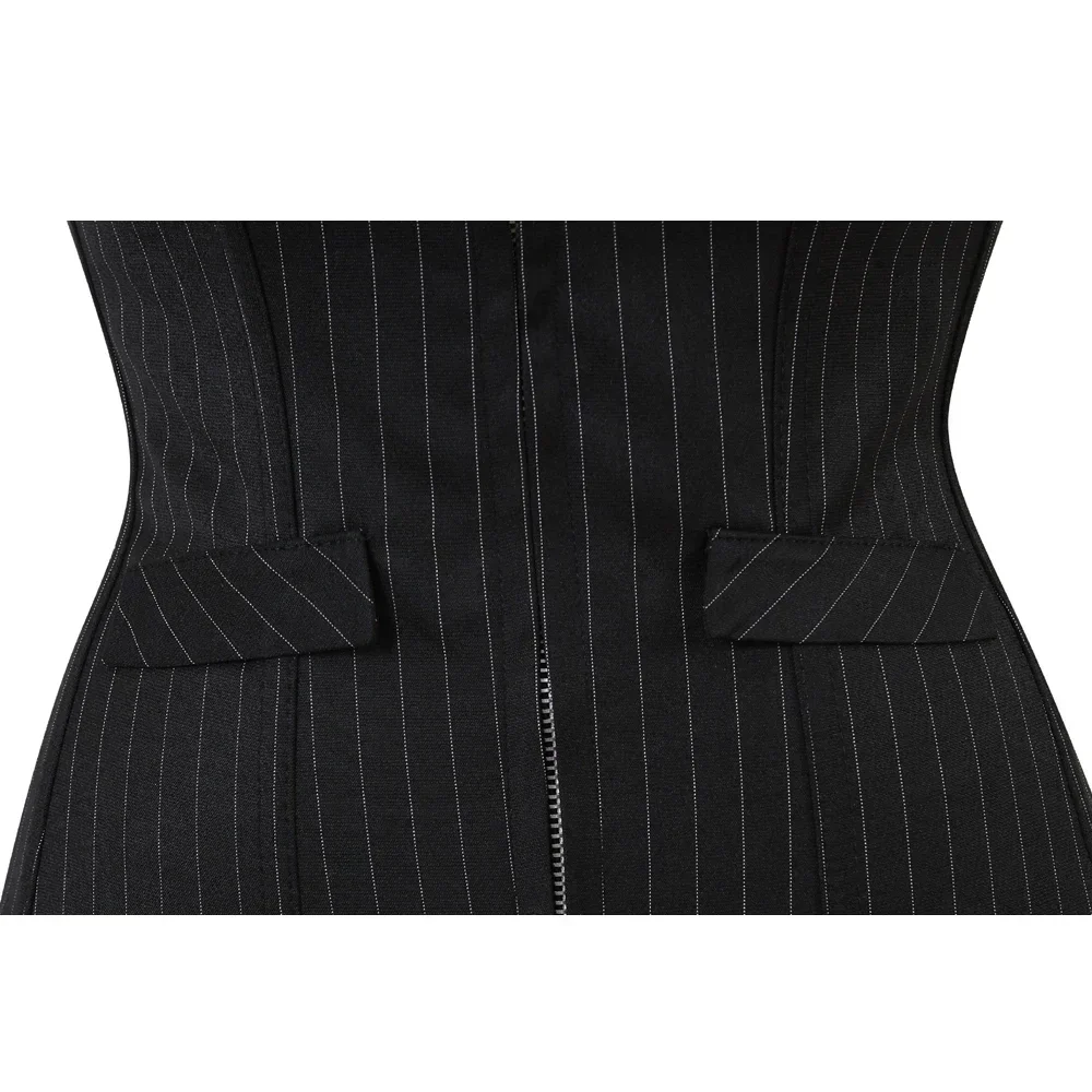 Elegant Corset for Women Office Striped Corsets Zip Up Bustier Pinstripe Korsett Casual Bustiers Fashion Outfits Party Costumes