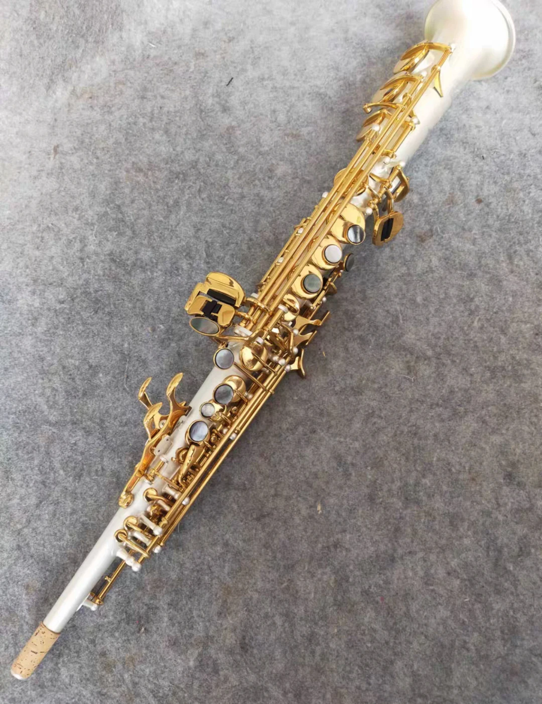 Japan S-W01 Original 1 :1 key type Soprano Saxophone frosted Silver Plated Gold Lacquer Key Straight Pipe Bb Brass Sax instrumen