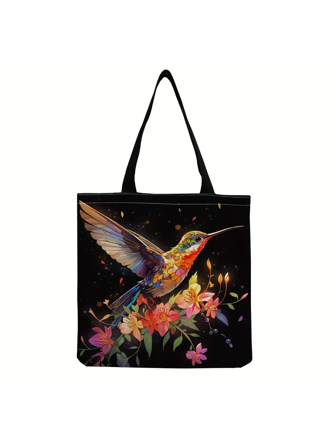Cute Flower Hummingbird Printed Tote Bag for Women Large Capacity, Easy To Carry, Perfect for Travel, Beach, and Shopping