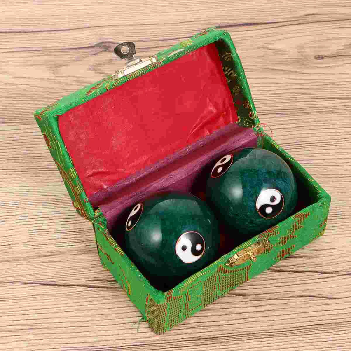 1 Pair of 47mm Chimes Hand Massage Balls Chinese Tai Chi Pattern Stress Relieve Hand Exercise Massage Balls