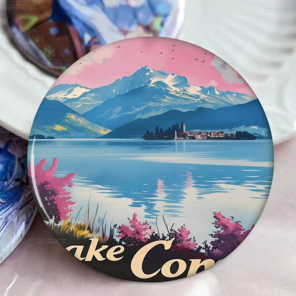 بحيرة كومو برشلونة ريترو أنيمي زر دبوس بروش اليدوية للملابس الكرتون شارة ظهره الديكور مجوهرات اكسسوارات