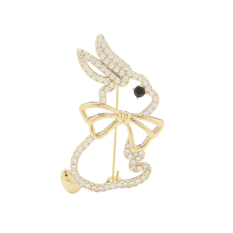 lovely rabbit gold plated brooches for women animal corsage buckle clothing party accessories