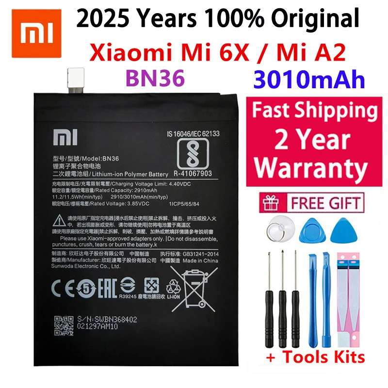 100% Original Xiaomi  Battery For Xiaomi Mi A2 MiA2 Mix 3 Note 3 Mi5 M5 5S Plus Redmi 6 Pro 6 6X Mi6 Mi6X 8 9 Mi9 Lite batteries