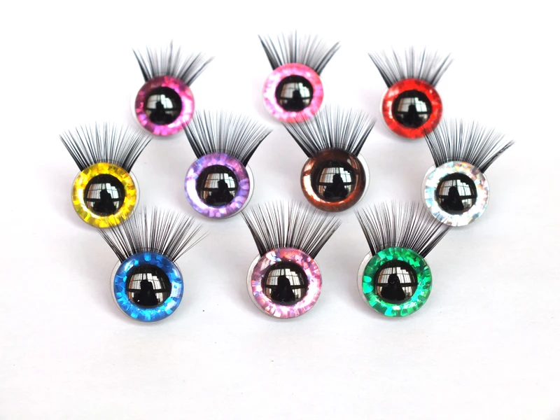 20sets New 12/14/16/18/20/25/30mm 3D Safety eyes with eyelashes-flashing eyes Plastic safety eyes