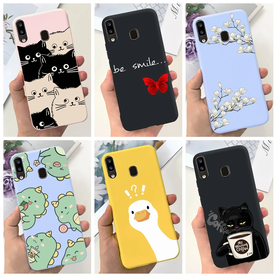 Funda de teléfono para Samsung Galaxy A20, A20E, A20S, carcasa trasera, pato, gato, dinosaurio, Funda de silicona suave para Samsung A20, SM-A205F