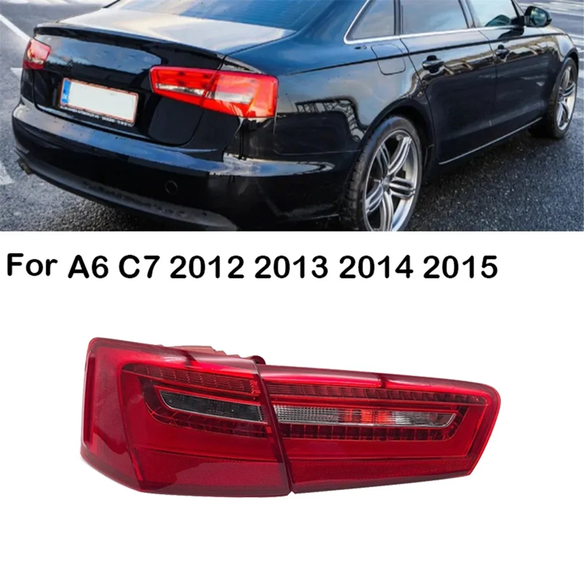 Left Side LED Tail Light Brake Stop Lamp for Audi A6 C7 Sedan 2012-2015 4GD945093 ( Inner+ Outer )