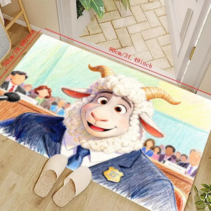 

1 шт. милый мультяшный баран, полицейский напольный коврик для гостиной, детской комнаты, спальни и игровой площадки, декор в стиле аниме животных Zootopia N