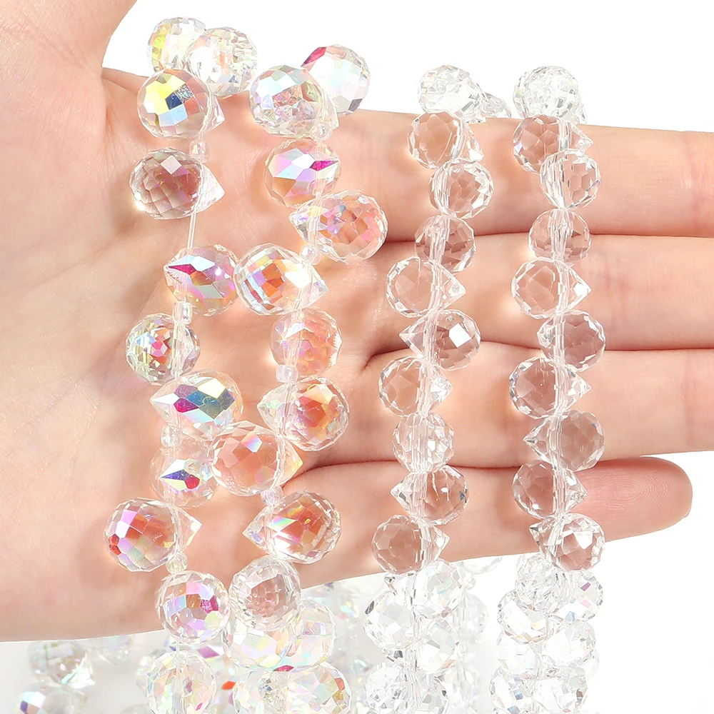 

6/8/10mm Crystal Strawberry Beads Transparent Glass Beads Chains for Craft Making DIY Bracelets Earrings Accessories