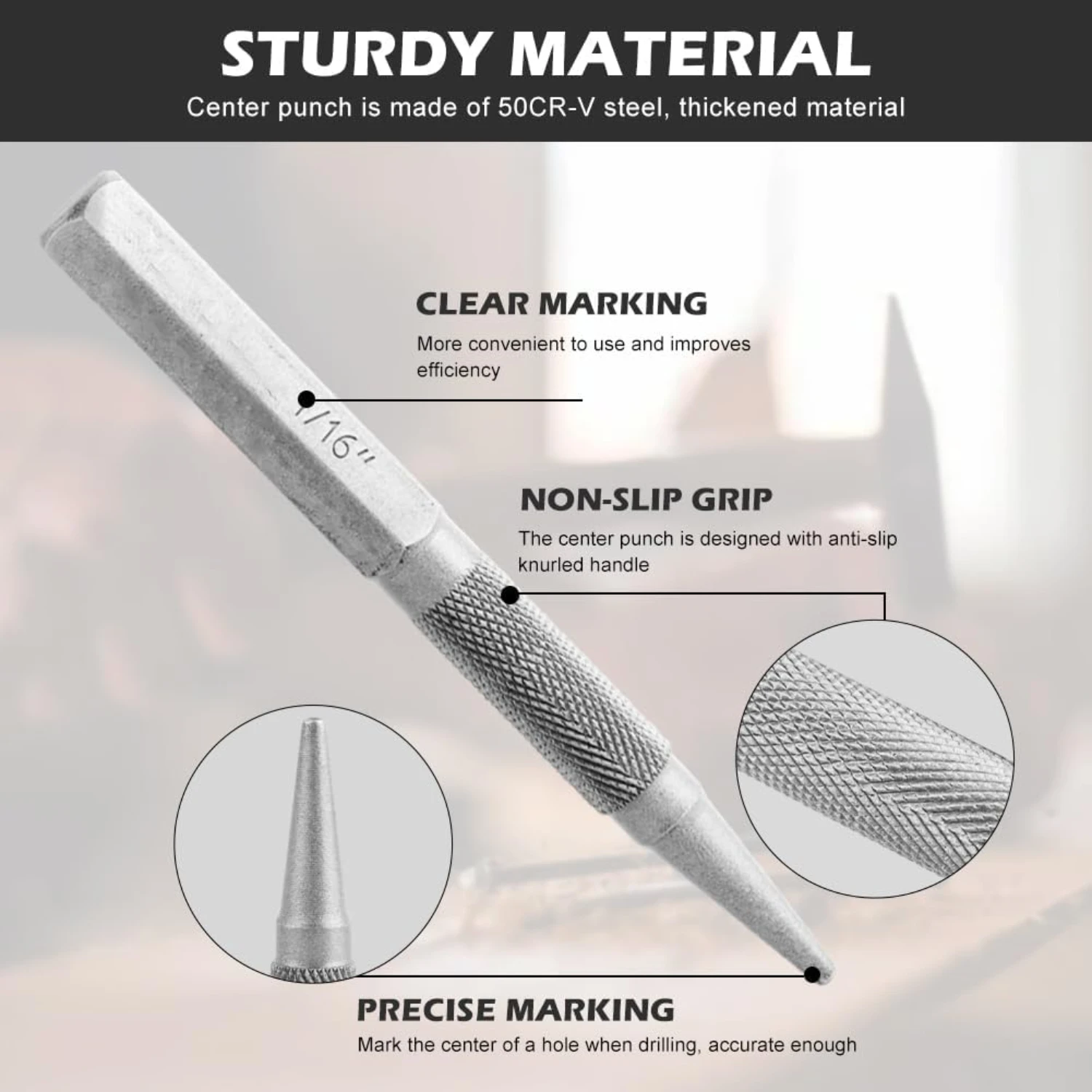 High-quality, durable 4-piece superior center punch set for precise and accurate projects. Ideal for professional craftsmen, woo