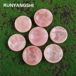 1PC Natural Gemstone Round Shape Rose Quartz Crystal Bowls Pink Power Crystal Crafts Dish Meditation Reiki