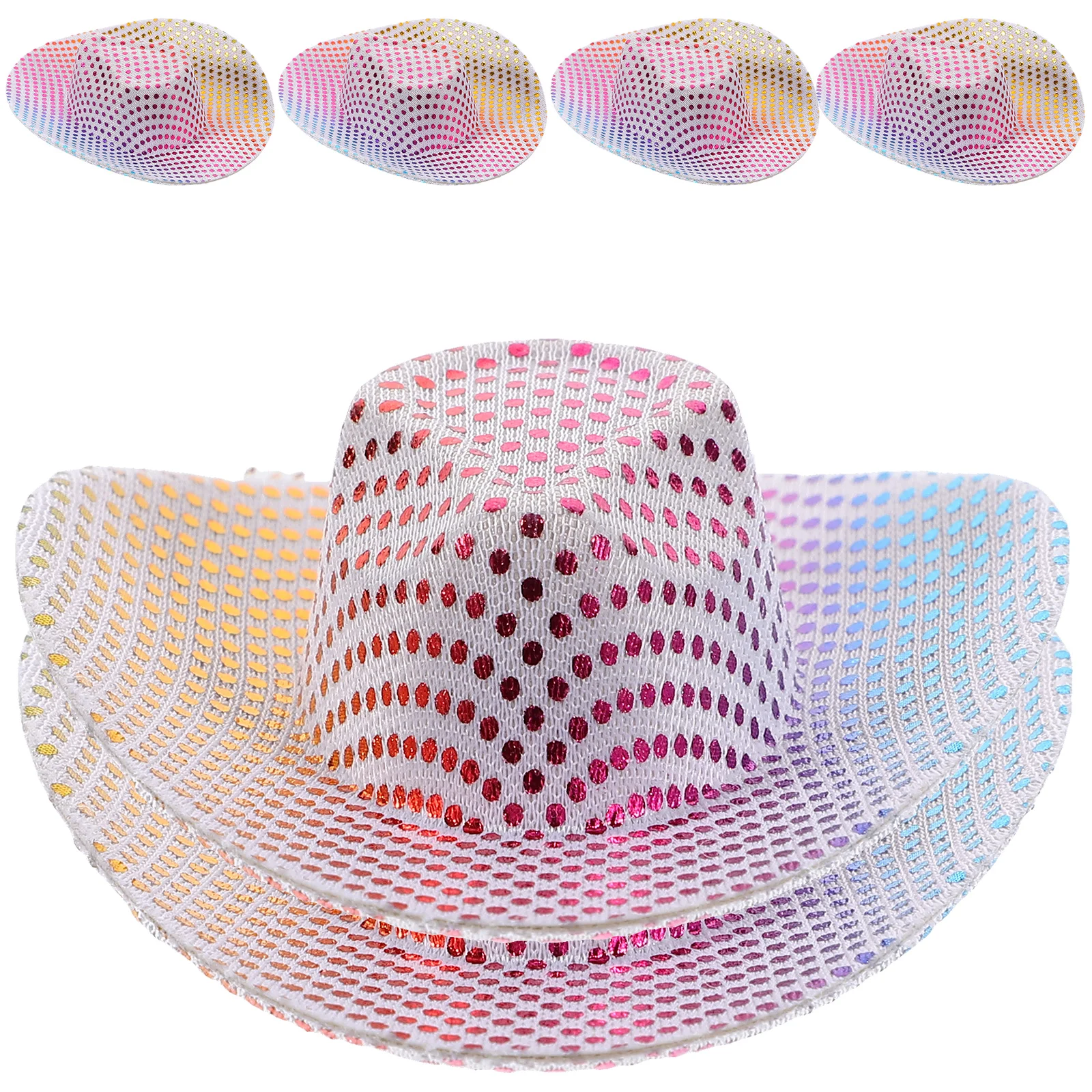 

6pcs Bottle Cap Mini Hats Pink Shiny Party Decorations Accessories Miniature Cowgirl Hat Craft Tiny DIY