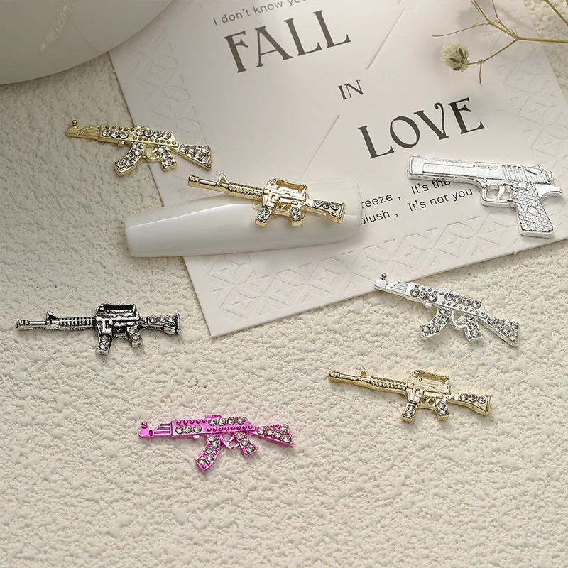 27pcs 9 Styles Luxury Nail Charms Gun Gold Glitter Rhinestones Crystal DIY Jewelry Manicure 3D Nail Art Decoration