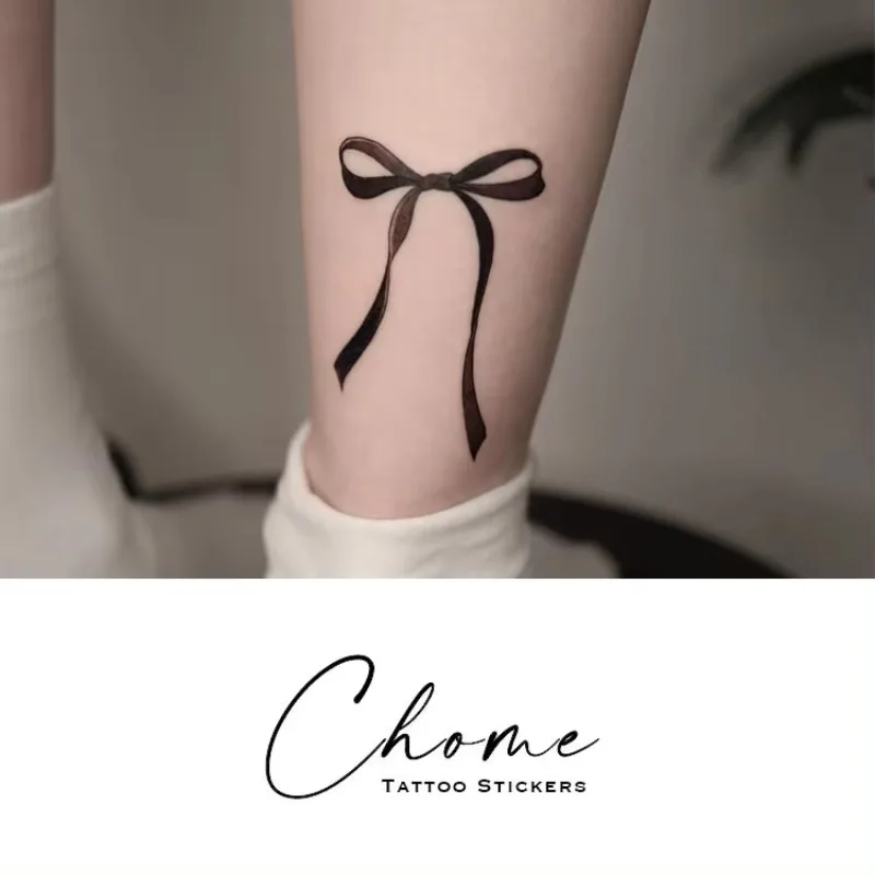 Bowknot fałszywy tatuaż Y2K wodoodporny tymczasowy Tatto tanie towary czarny gotycki festiwal karnawałowy Sexy sztuka trwałe naklejki Tatoo