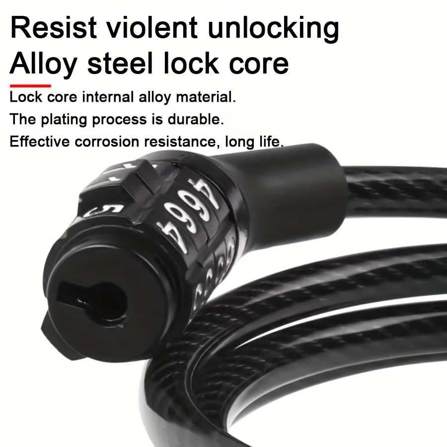 Anti-Theft Bicycle Lock 4 Digit Code Combination Lock Strong Steel Cable Bicycle Street Security Lock Equipment MTB Bike Lock