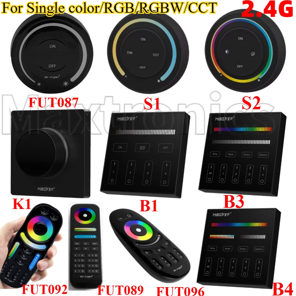 Hot Miboxer Black 2.4G Wireless RF Series Remote Control 1/4/8Zone Button Touch Switch Panel for RGBW RGB CCT Brightness Dimmer