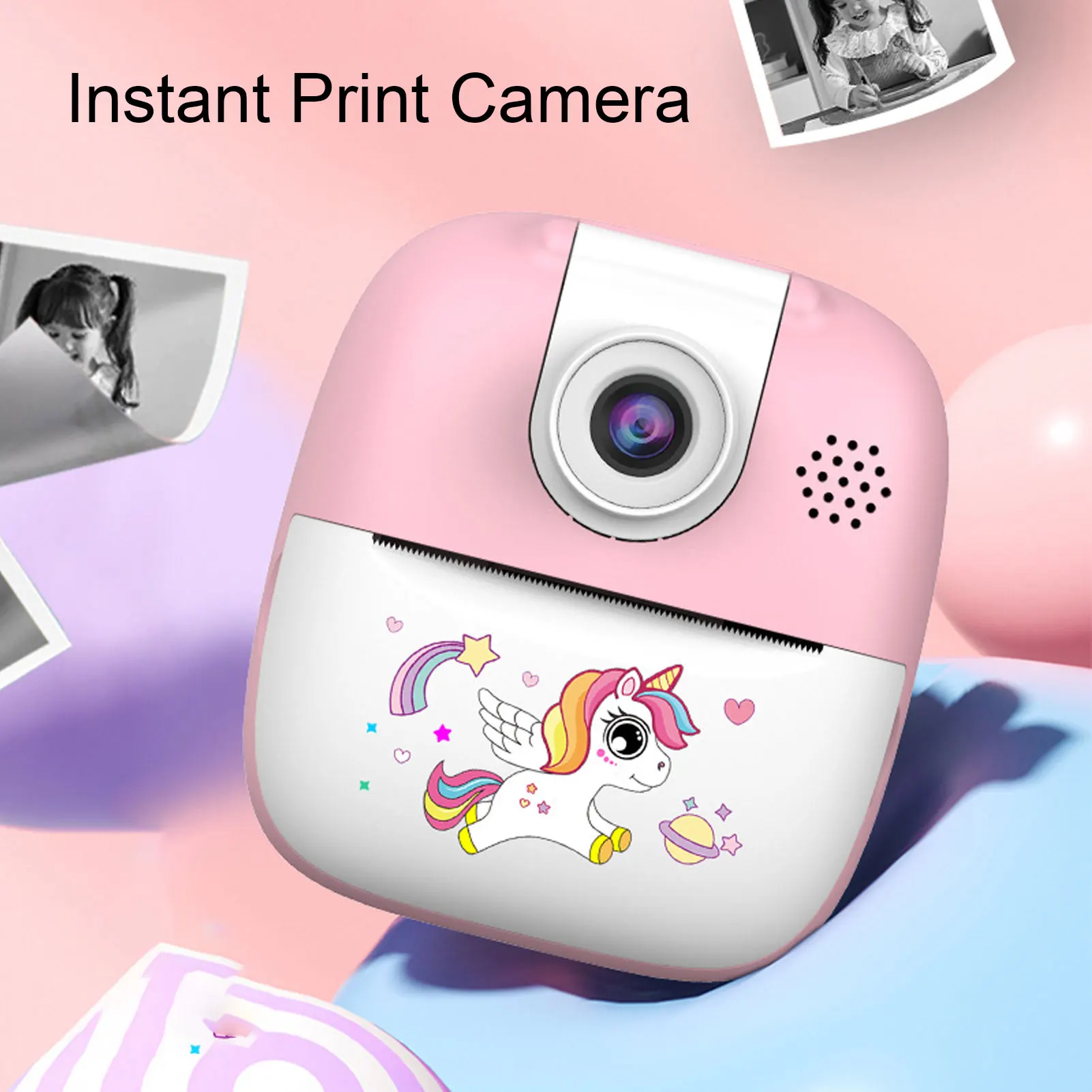 Instant Print Camera 24MP 180 Degree Rotation Lens 2.4 inch Large Screen Digital Camera  with Music Player Games for Outdoor