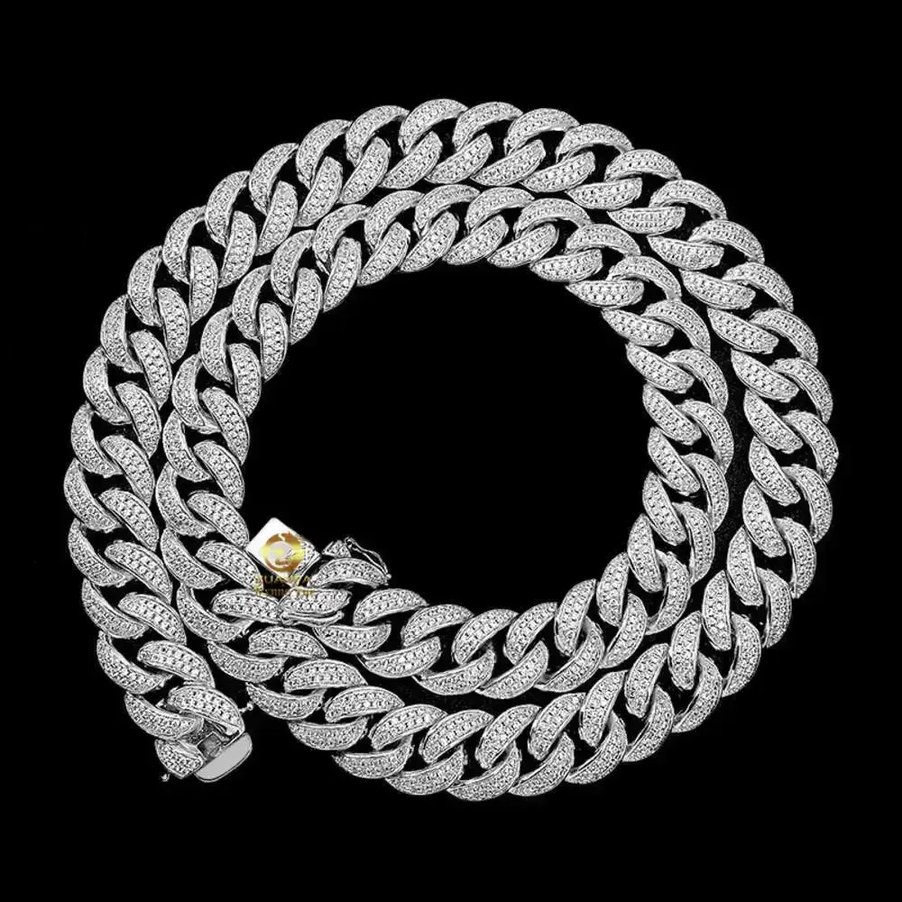 

Установка зубца 15 мм/18 мм Классический кубинский хип-хоп S925 Iced Out Муассанит Майами Кубинская цепочка звеньев