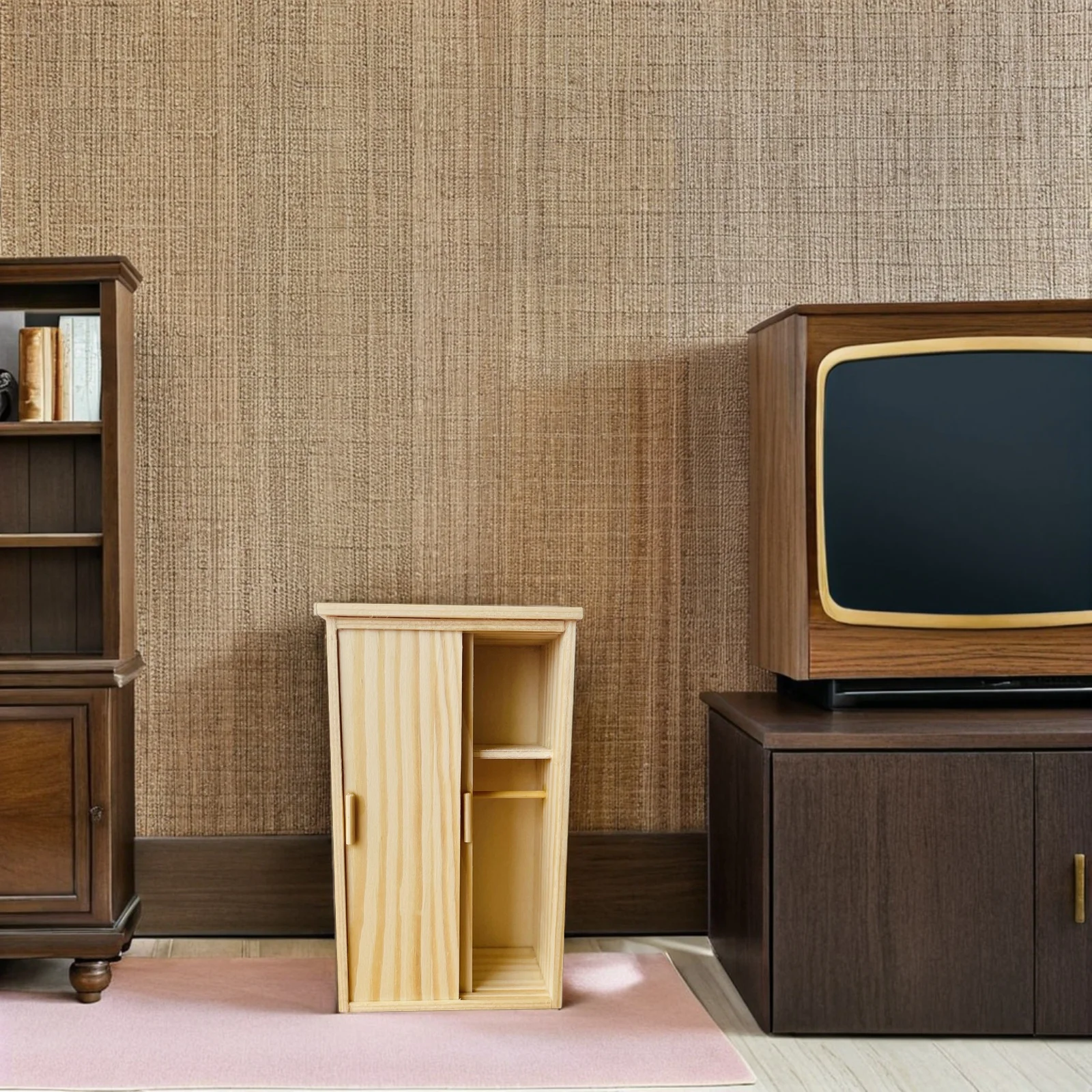 Armoire Miniature en bois pour maison de poupée, pour chambre à coucher, jardins féeriques, Style Vintage, meubles de décoration, Mini jeu de simulation