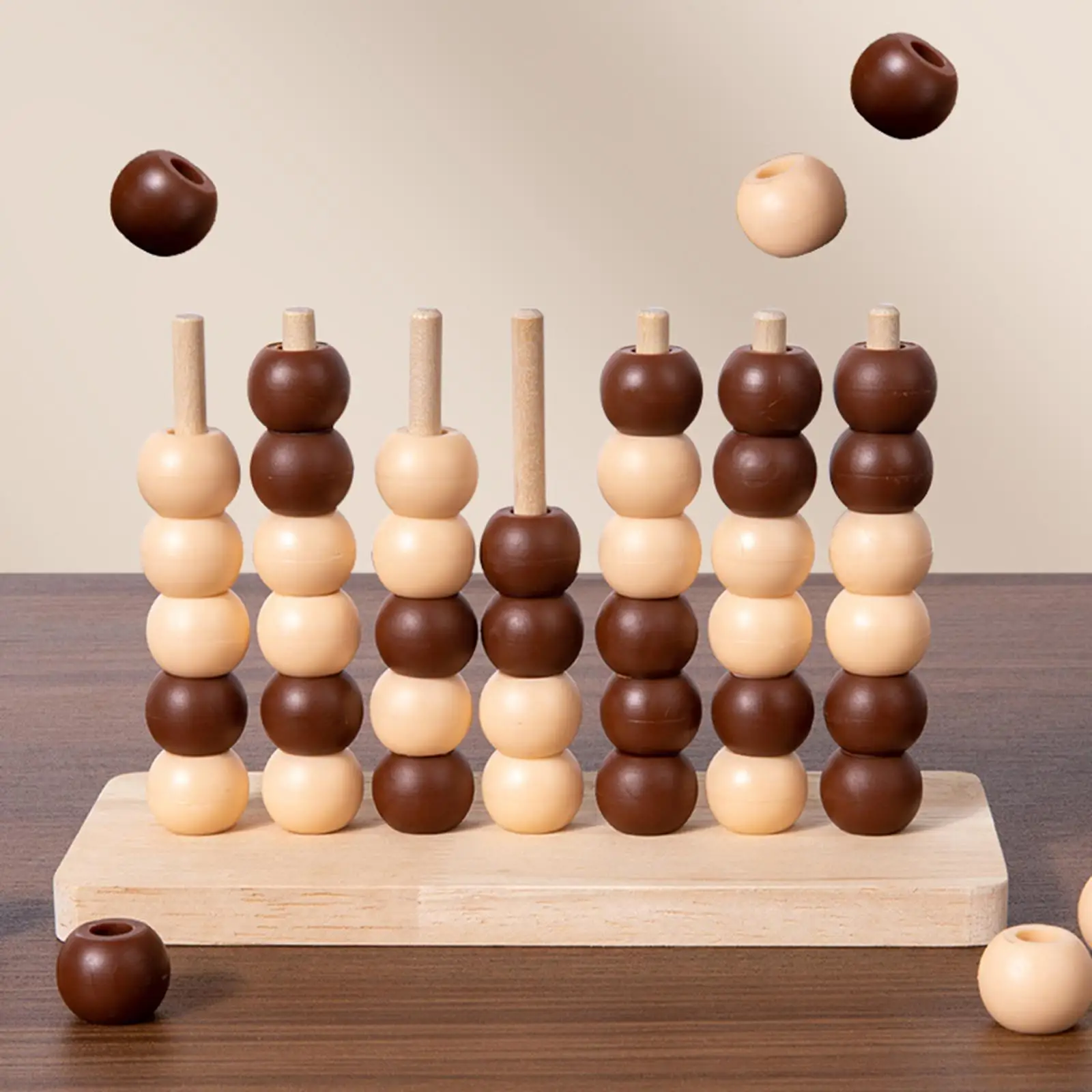 

4 in A Row Game Toys Wood Family Board Game for Challenge Your Mind Birthday