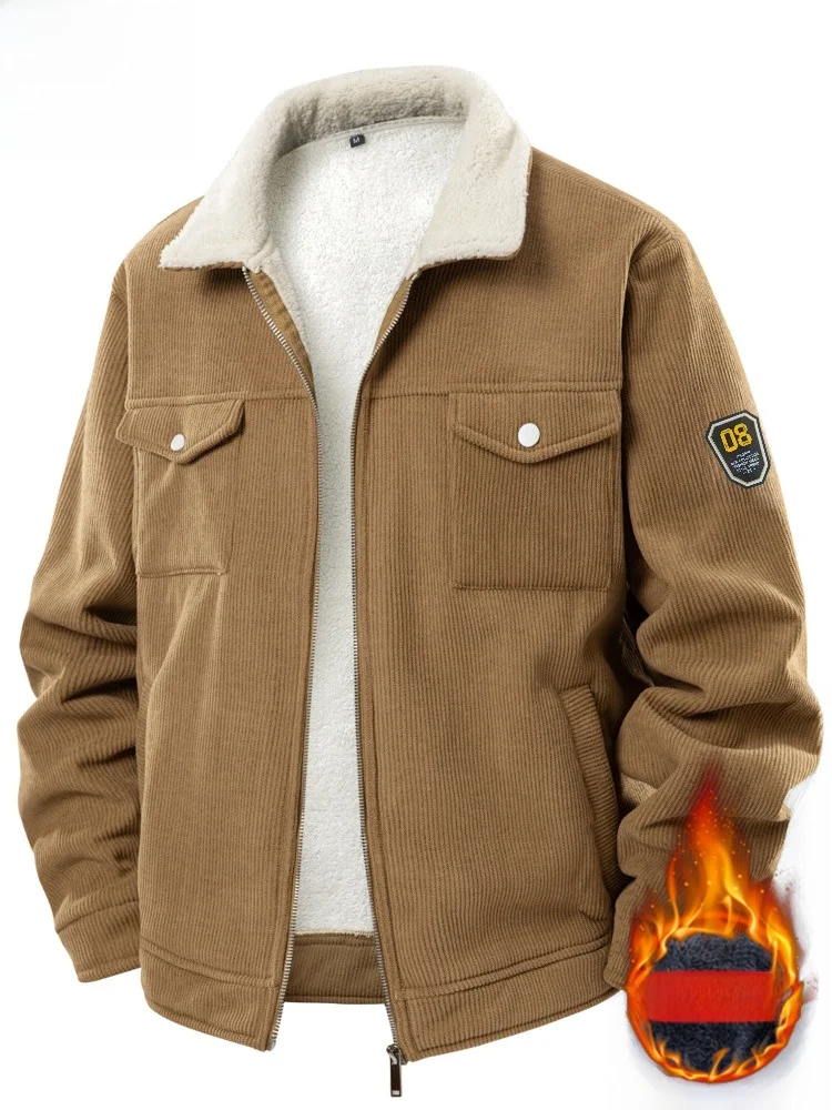 

Мужская утепленная вельветовая куртка Paul с флисовой подкладкой, воротником-стойкой, теплая осенне-зимняя верхняя одежда, модная мужская одежда