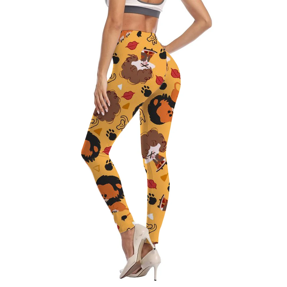 Fashion Trend Personality Graffiti Leggings Women's High Stretch Leggings Disney cartoon print series Slim-fit Nine-point Pants