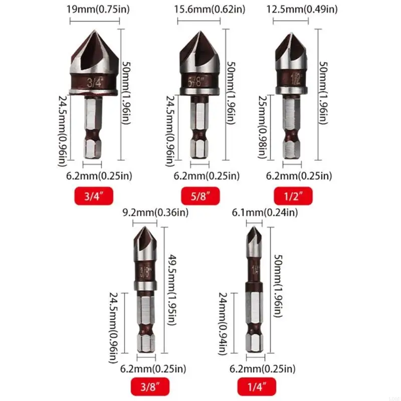 Bộ 5 lưỡi dao lục giác 82° nối đất chính xác cho các vật liệu khác nhau