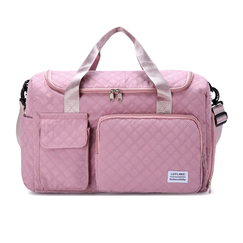 

Oxford Travel Duffel Bag Foldable Short Distance Nylon Duffle Bag with Shoe Compartment Solid Color Travel Luggage Bag Trip