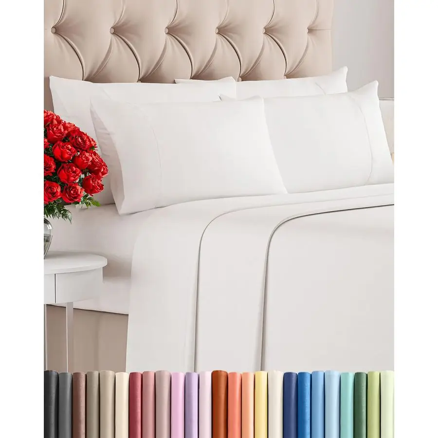 

6 Piece Sheet Set Comfy Breathable amp Cooling Ultra Soft Hotel Luxury Bedding Set w 816 Inch Deep Pockets 1 Flat amp 1 Fitted S