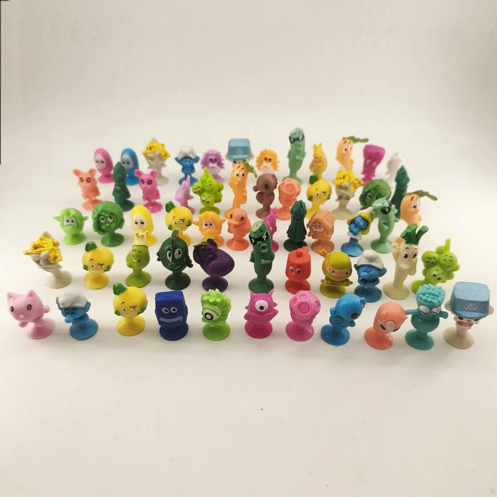 20-60 Uds. Suave 2,5 cm Stikeez Mini frutas y verduras animales pan figuras de acción modelos lindos muñecos de dibujos animados juguetes para niños regalo