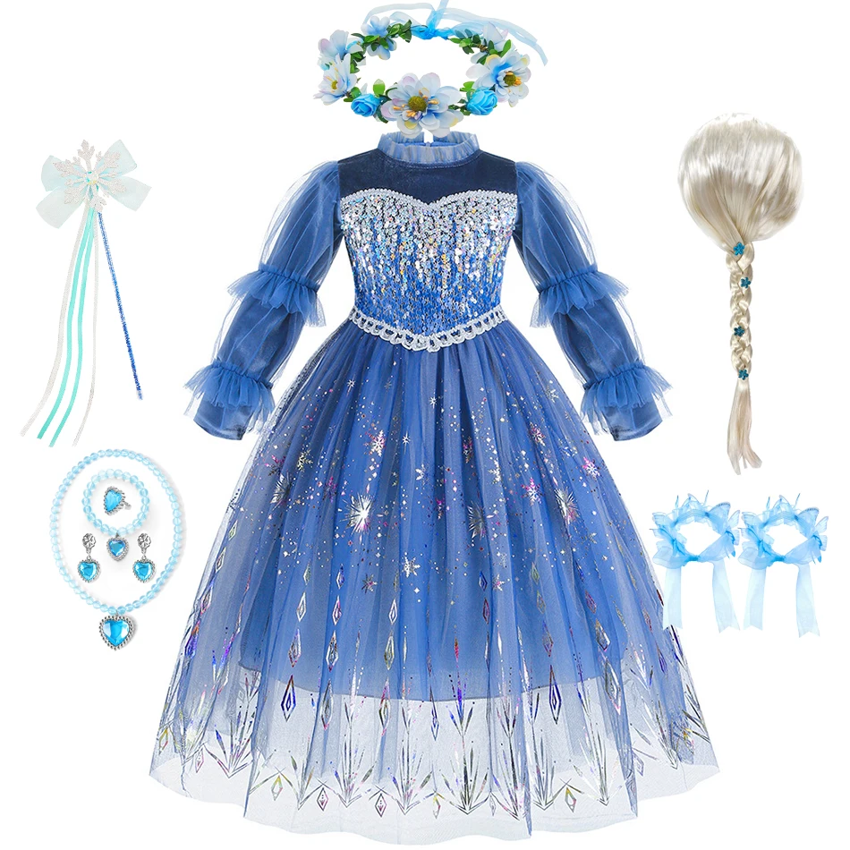Glitter Tablecloth - Vestido de Princesa Azul para Niñas,
