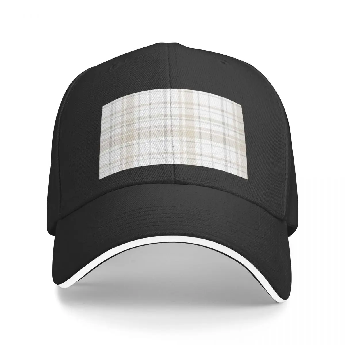 Light Creme And White Plaid - Creme And White Tartan A Baseball Caps Hat